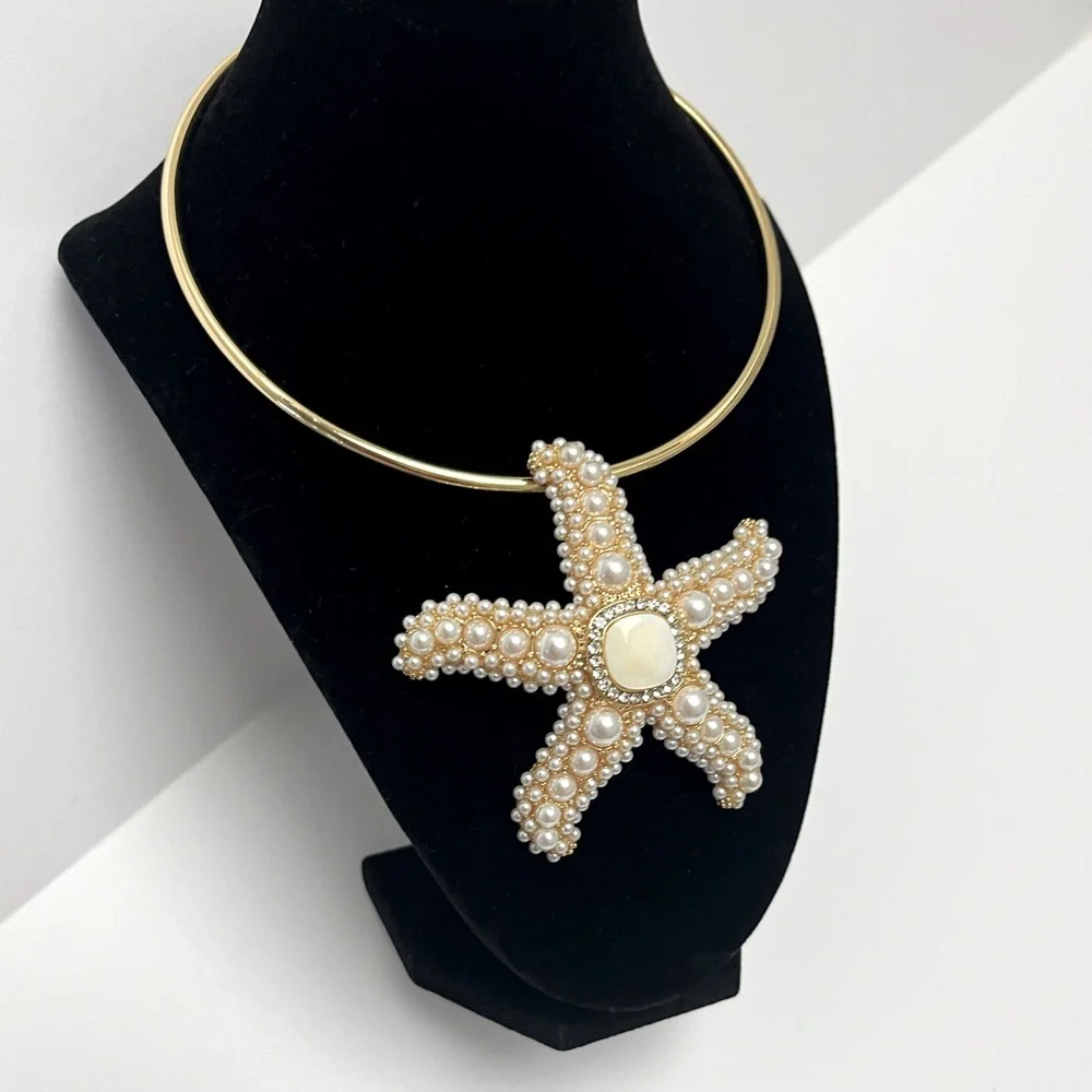 NWT ⚜️🌟⚜️ Piper K Gorgeous glass pearl Starfish Pendant Necklace - Picture 4 of 14